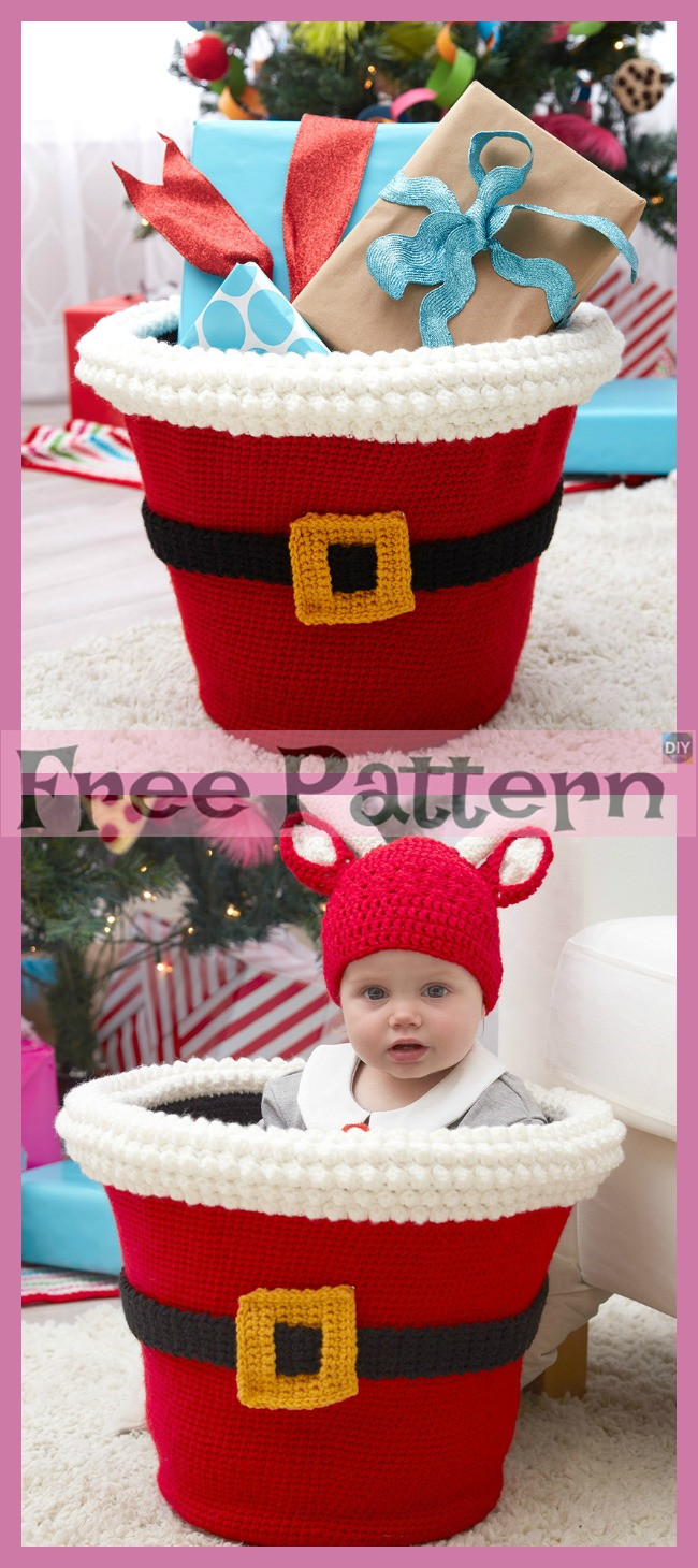 diy4ever-Crochet Santa's Gift Baskets - Free Patterns 
