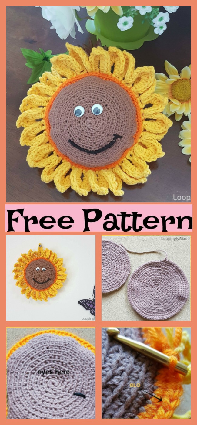 diy4ever -Crochet Sunflower Buddy - Free Pattern