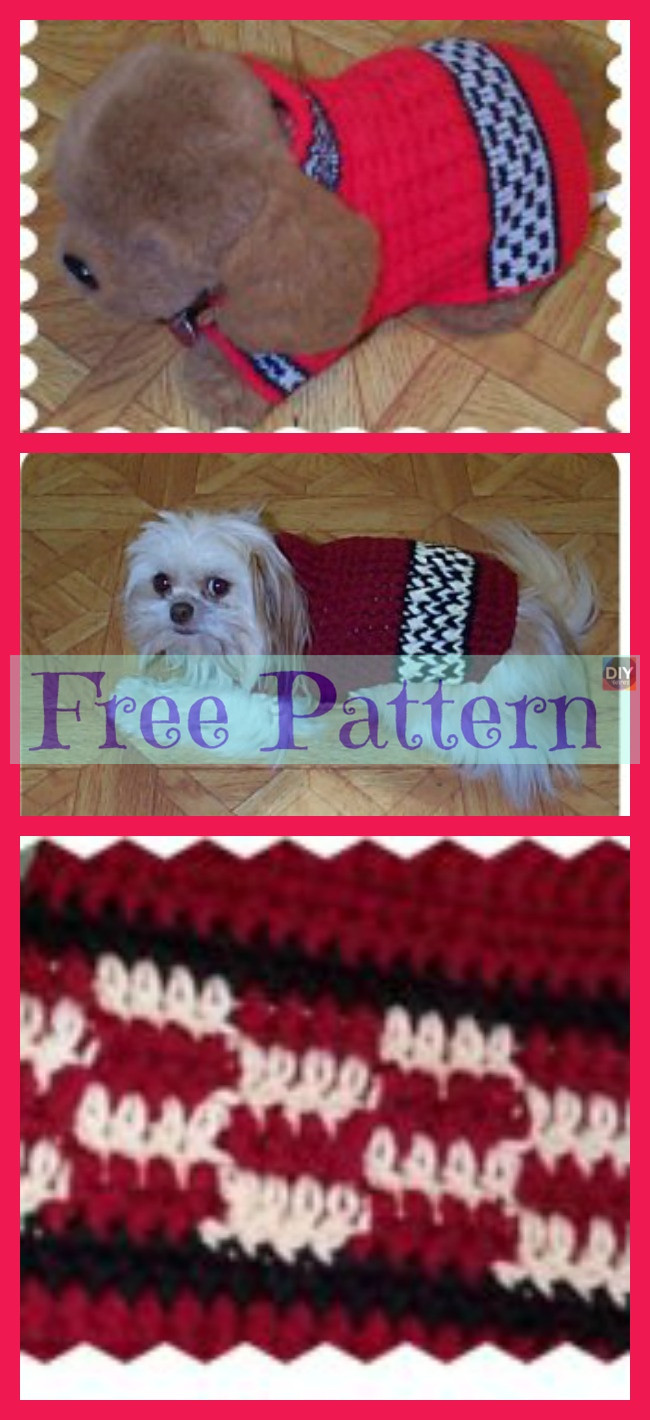 diy4ever-Crocheted Dog Sweater - Free Patterns