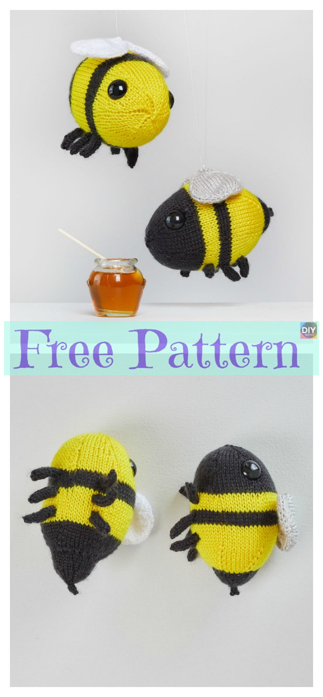 diy4ever-Adorable Knit Bumblebees - Free Pattern 