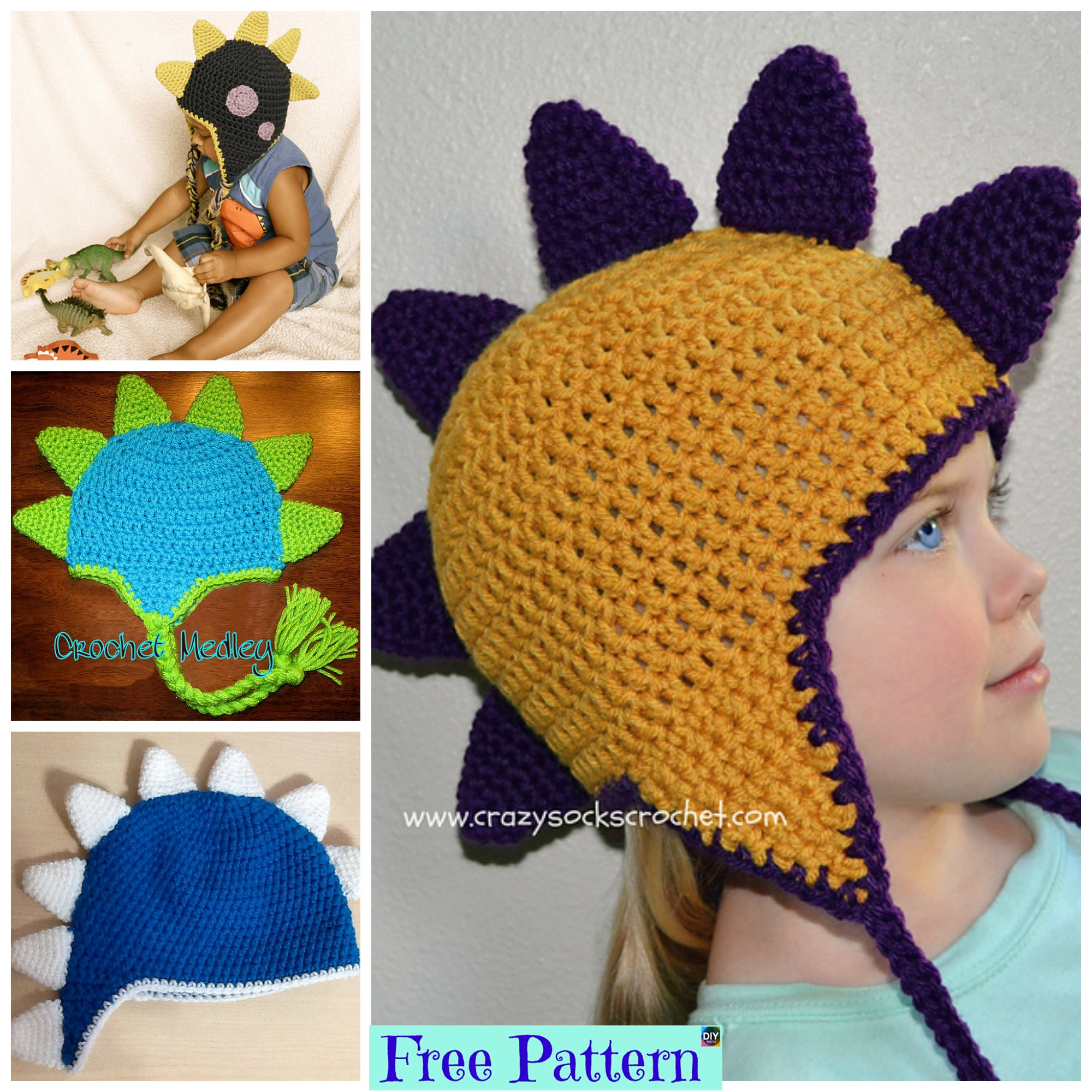 Crochet Dinosaur Spike Hat – Free Pattern