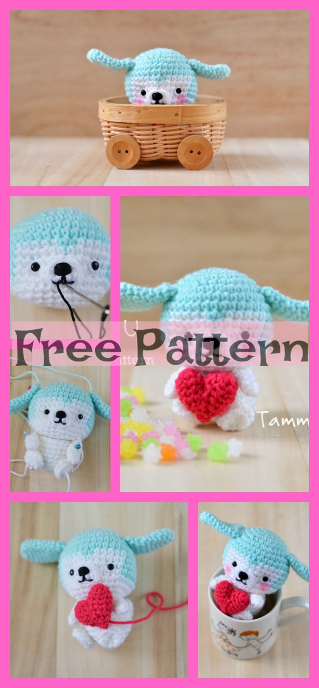 diy4ever-Crochet Heart Puppy Amigurumi - Free Pattern 