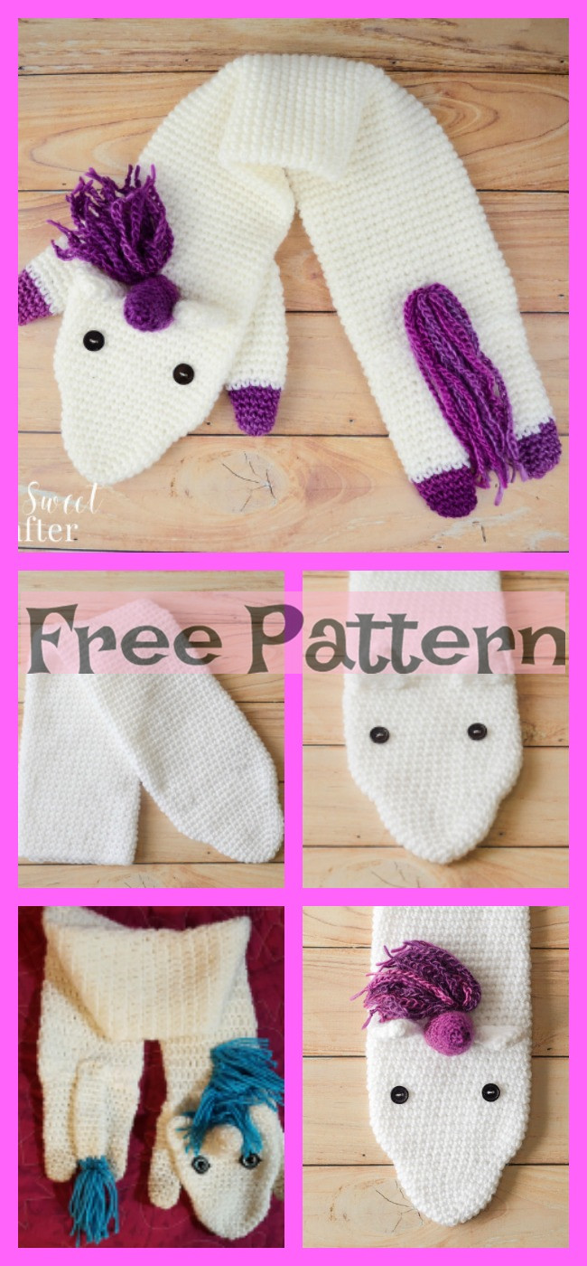diy4ever-Crochet Unicorn Scarf - Free Pattern 