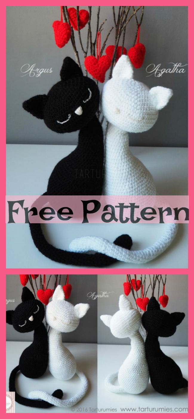 diy4ever-Crochet Valentine Cats - Free Patterns 