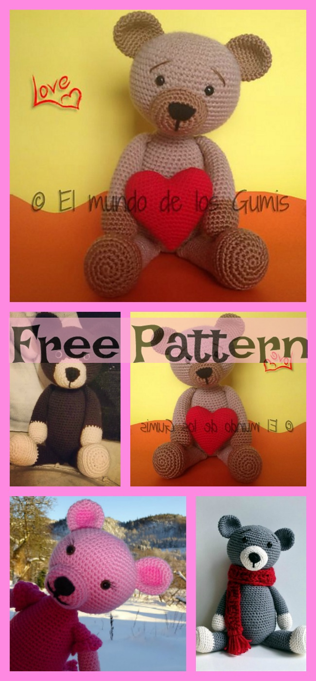 diy4ever-Crochet Valentine Teddy Bears - Free Patterns 