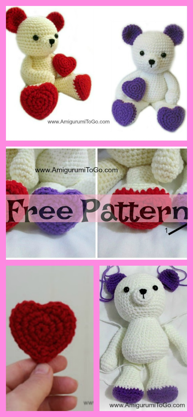 diy4ever-Crochet Valentine Teddy Bears - Free Patterns 