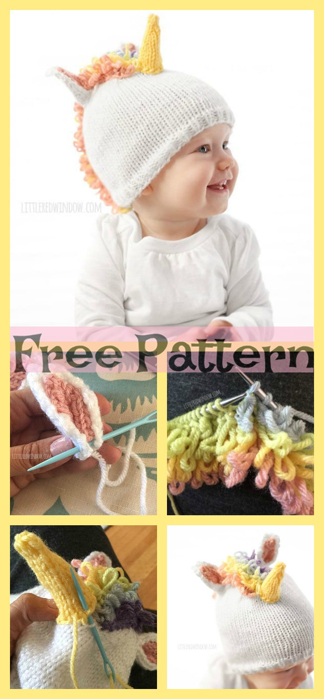 diy4ever-Knit Unicorn Hat - Free Pattern 