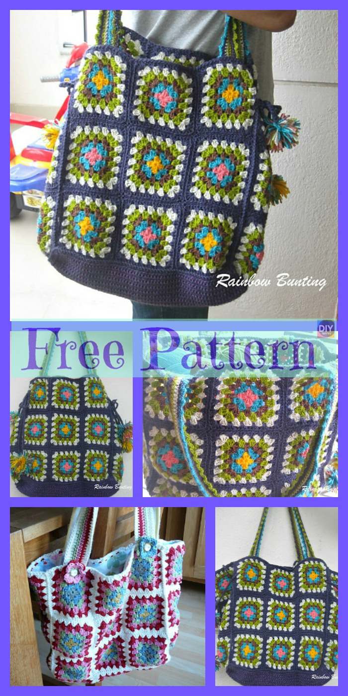 diy4ever-12 Crochet Square Bag Free Patterns