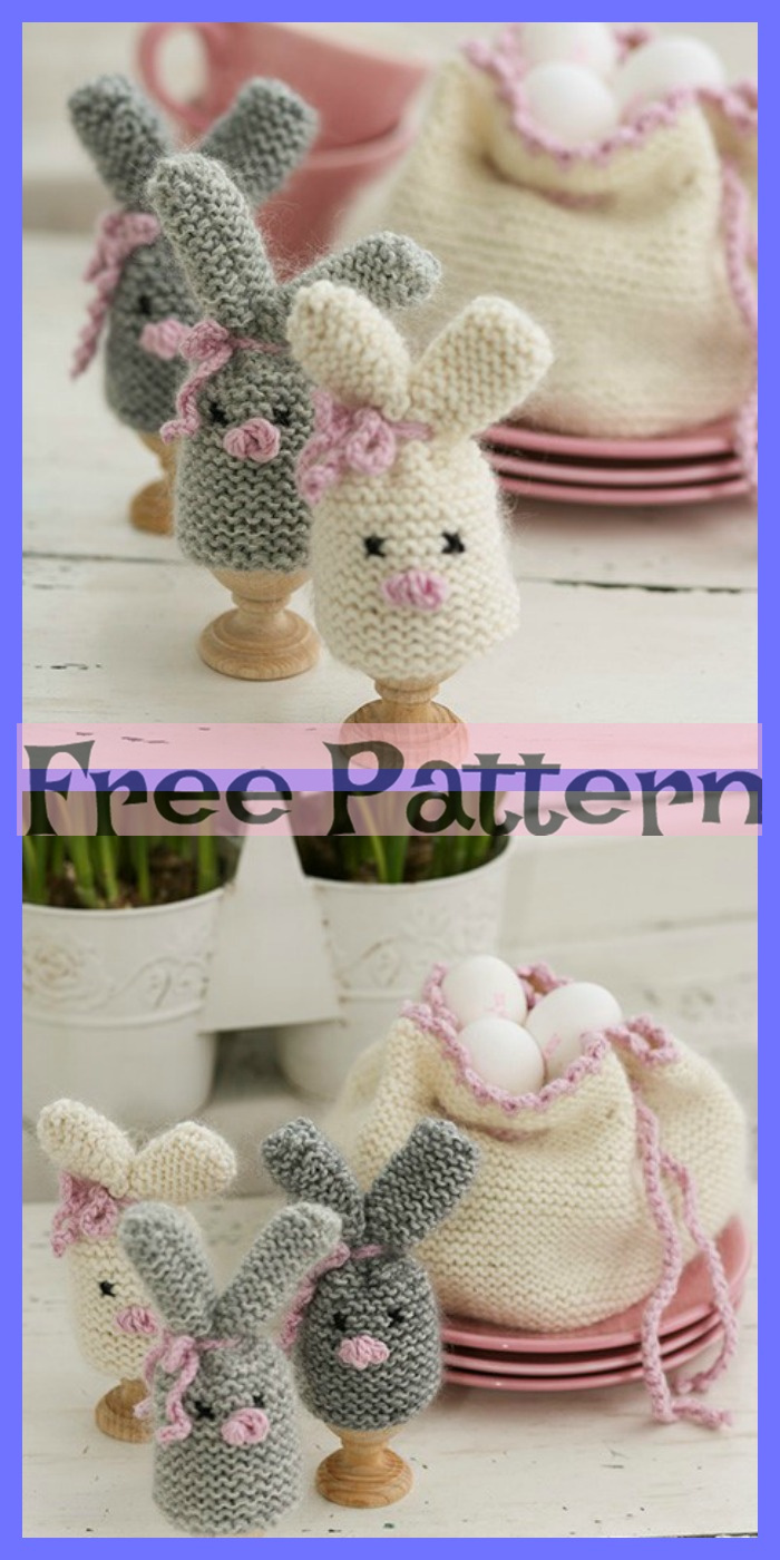 diy4ever-6 knitted Easter Bunnies - Free Patterns