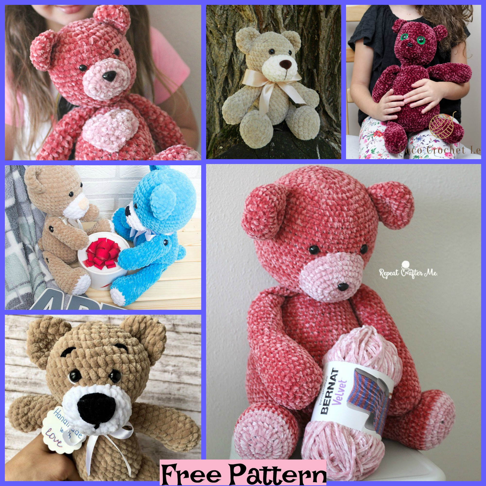 diy4ever-Crochet Big Velvet Bear - Free Patterns 