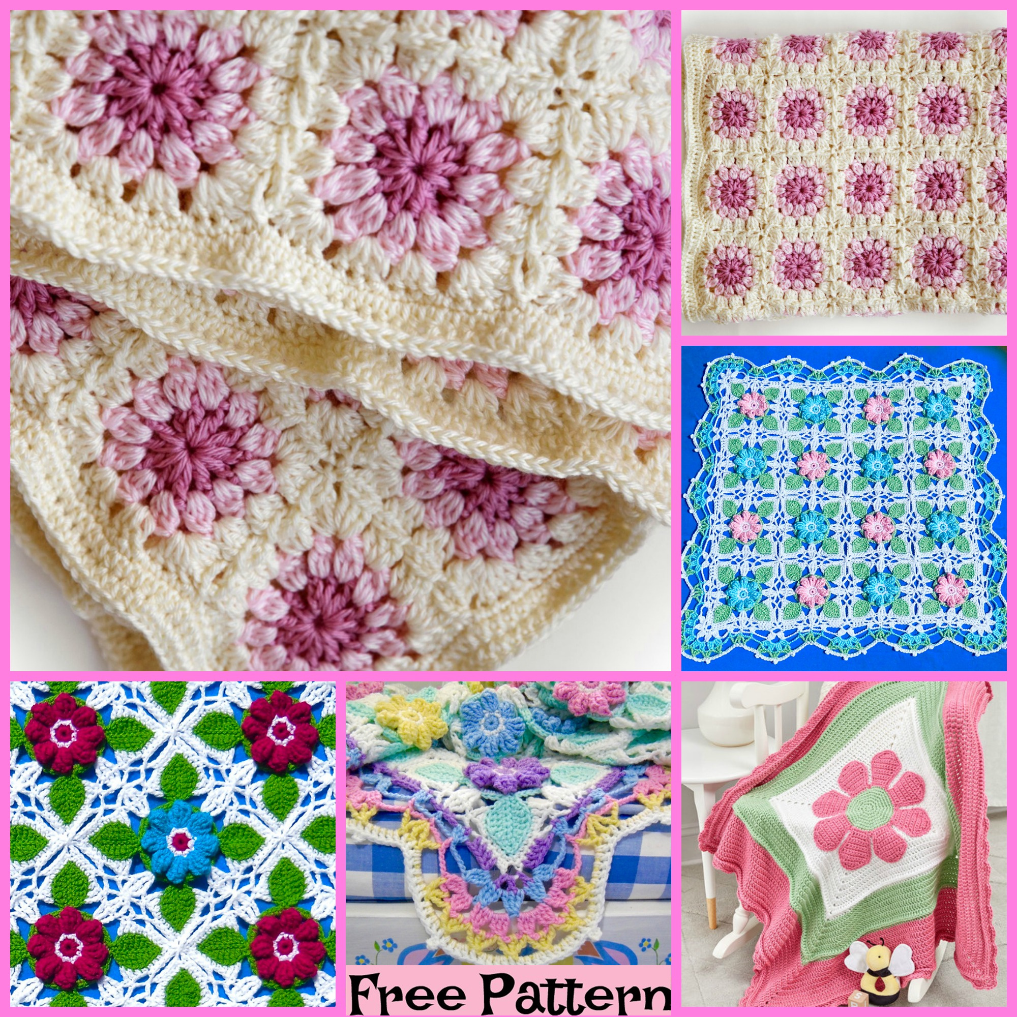 diy4ever-Crochet Bloom Throw Blankets - Free Patterns 