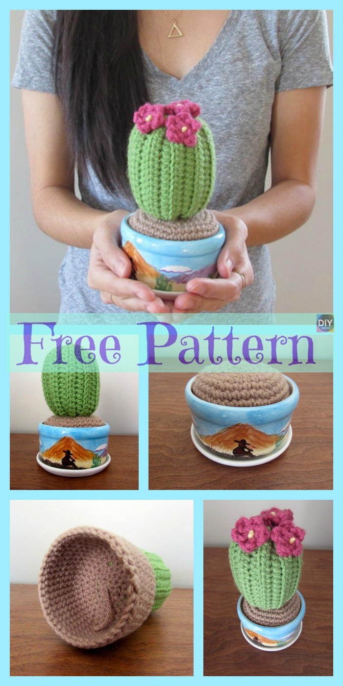diy4ever-Crochet Cactus Amigurumi- Free Patterns