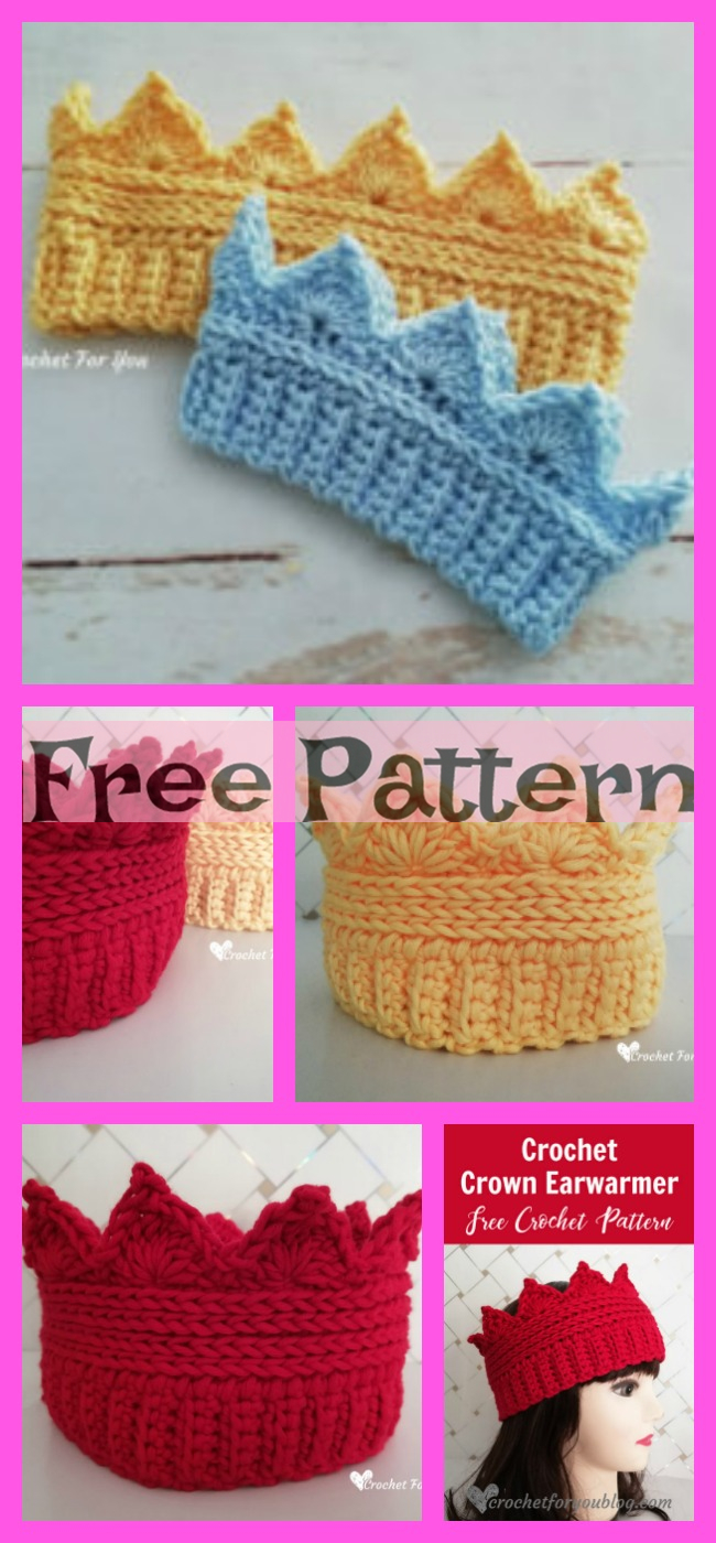 diy4ever-Crochet Crown Ear Warmer - Free Pattern 