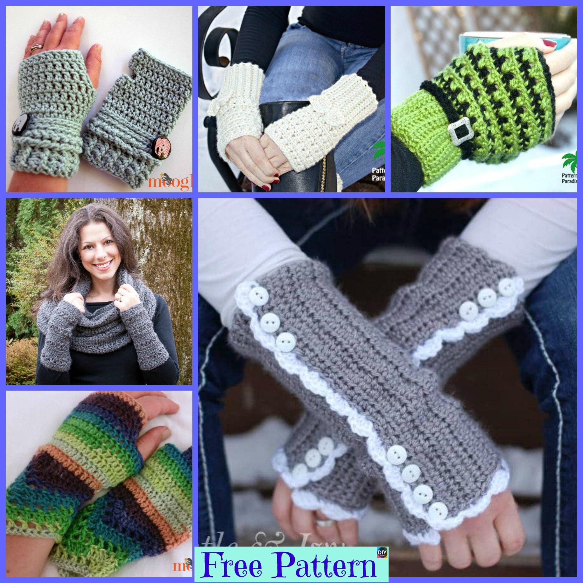 diy4ever-Crochet Fingerless Gloves - Free Patterns