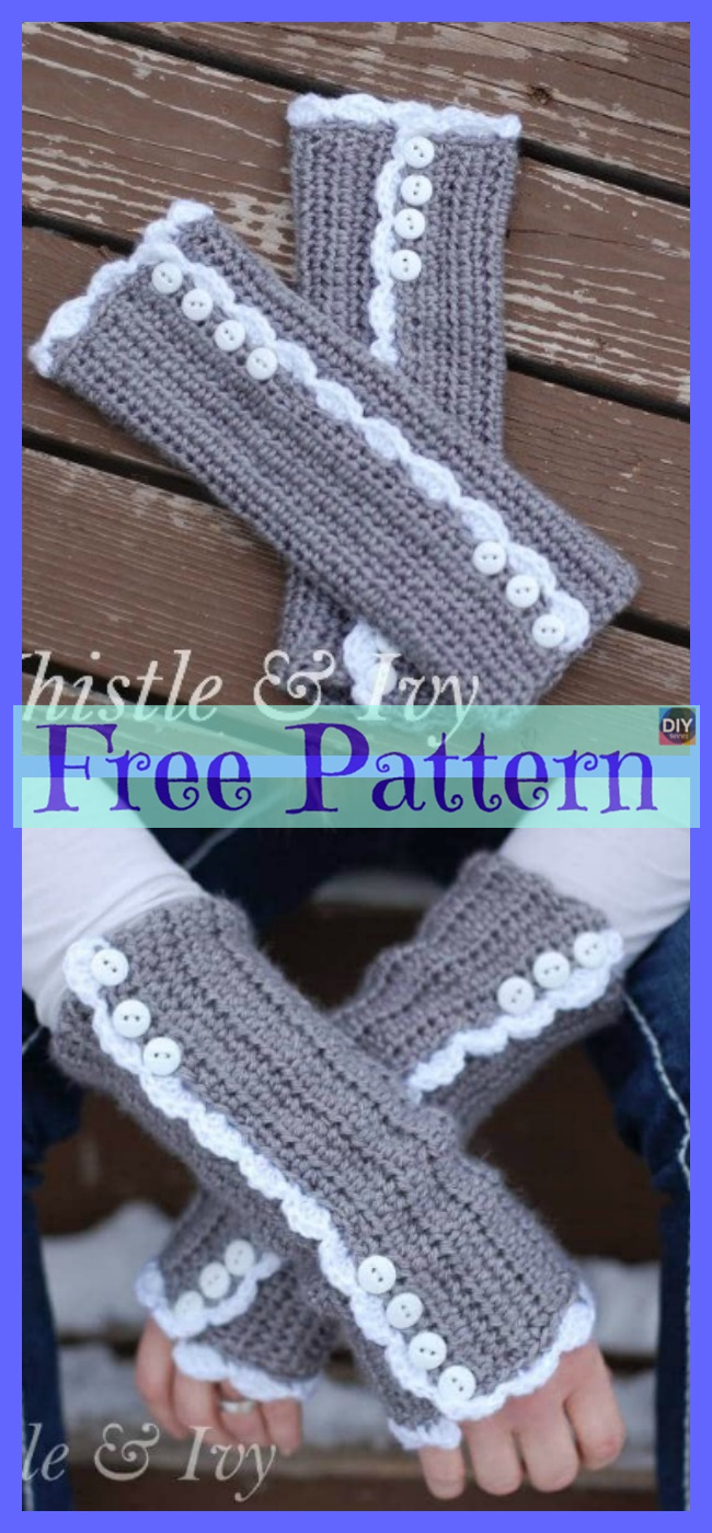 diy4ever-Crochet Fingerless Gloves - Free Patterns
