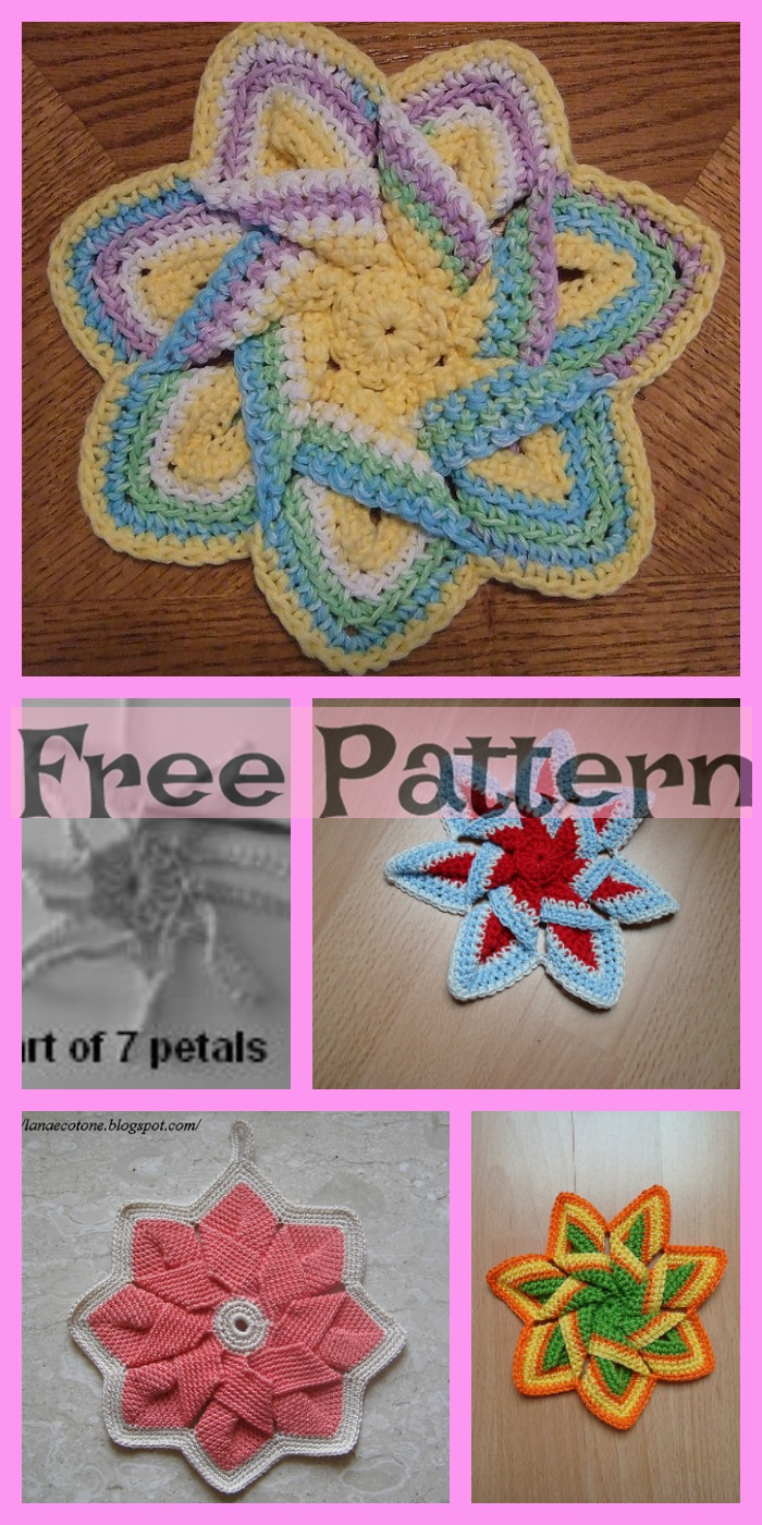 diy4ever-Crochet Flower Hot Pads - Free Patterns 