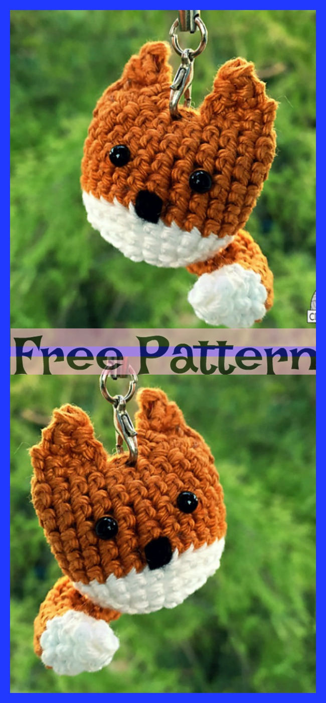 diy4ever-Crochet Keychain Fox - Free Pattern 