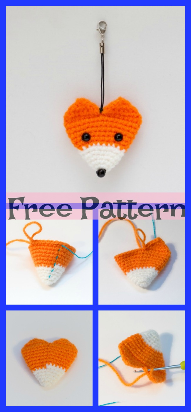 diy4ever-Crochet Keychain Fox - Free Pattern