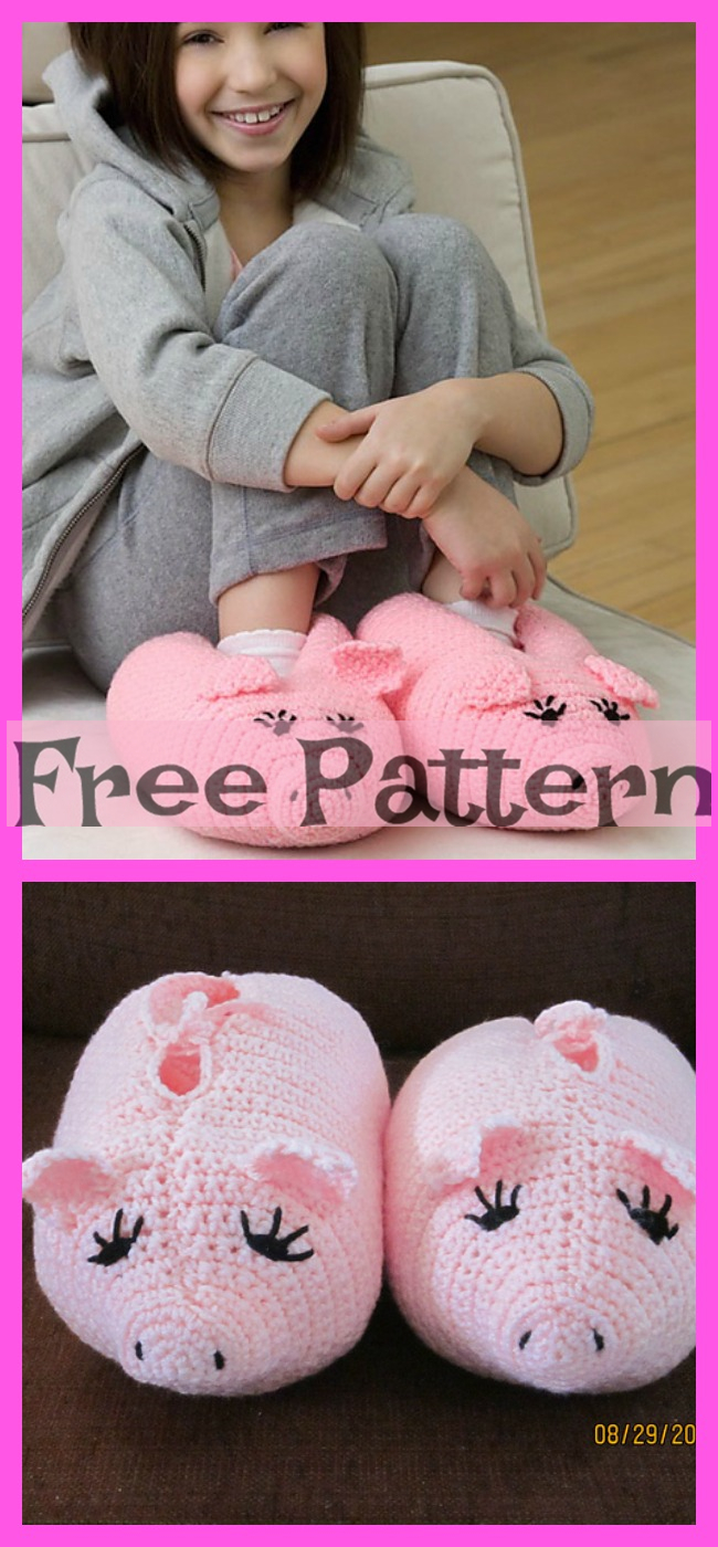 diy4ever-Crochet Piggy Baby Booties - Free Pattern 