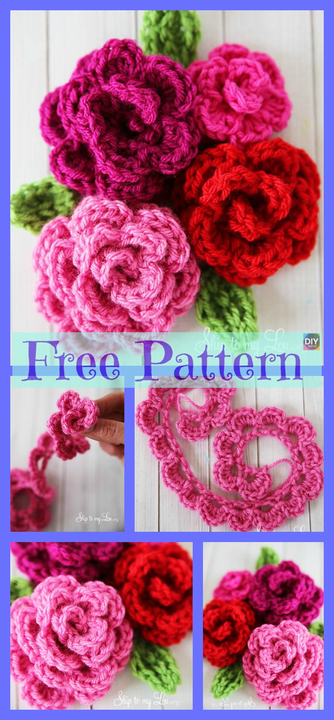 diy4ever-Crochet Rose Flowers - Free Patterns 