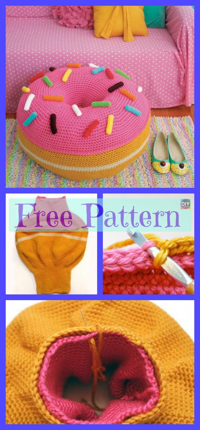 diy4ever-8 Crochet Colorful Pouf Free Patterns
