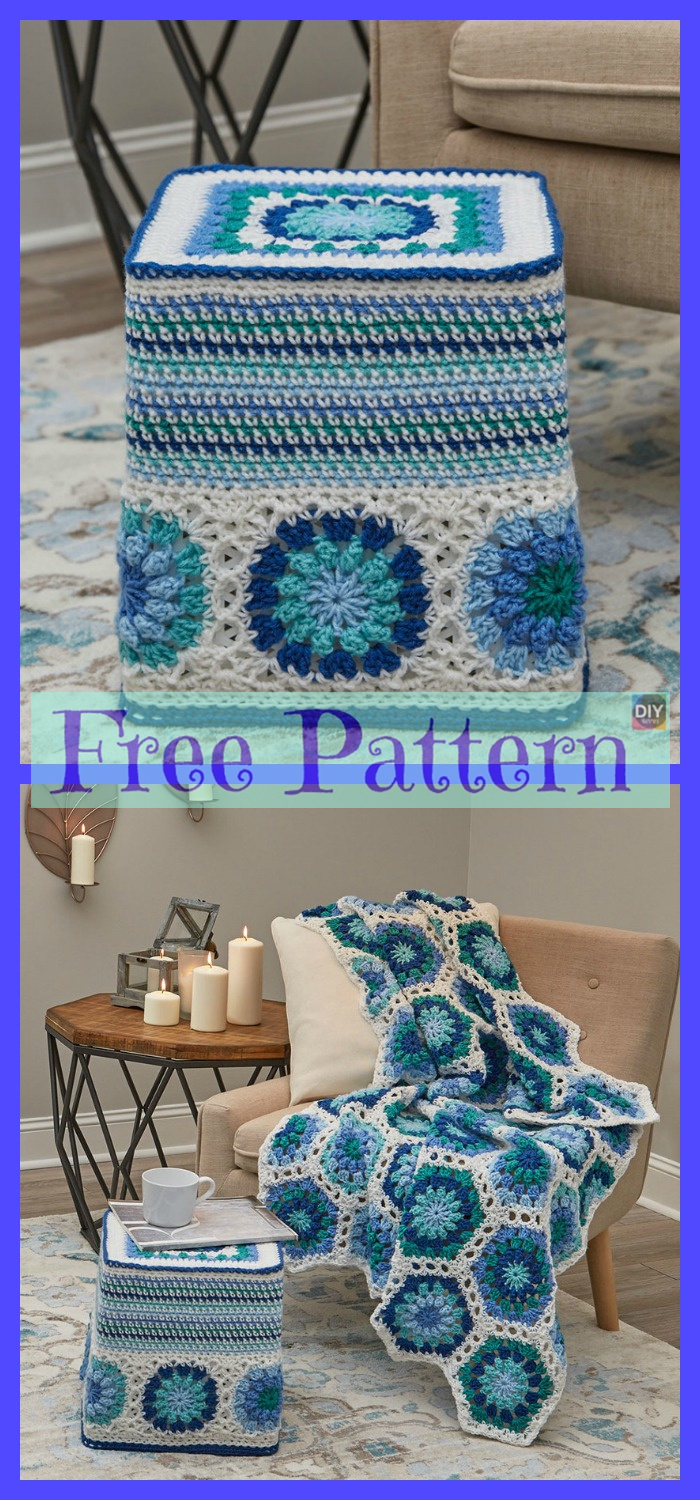 diy4ever-8 Crochet Colorful Pouf Free Patterns
