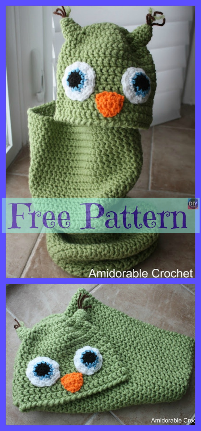 diy4ever-Crochet Baby Owl Cocoon & Hat - Free Patterns