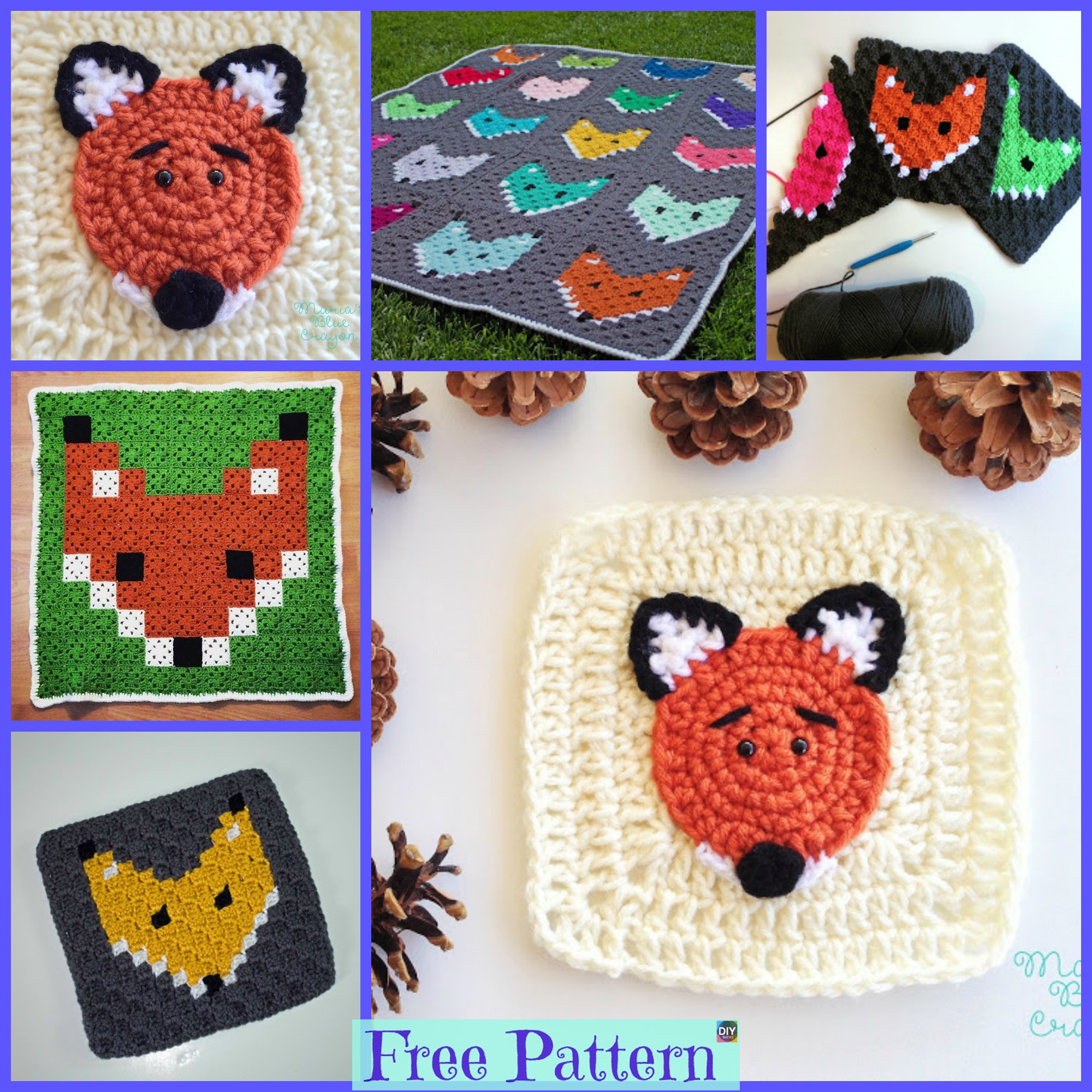 diy4ever-Crochet Fox Granny Square - Free Pattern 