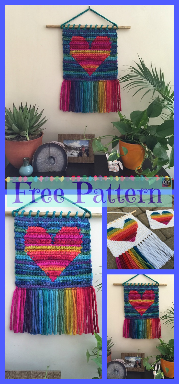 diy4ever-Crochet Heart Wall Hanging - Free Patterns 