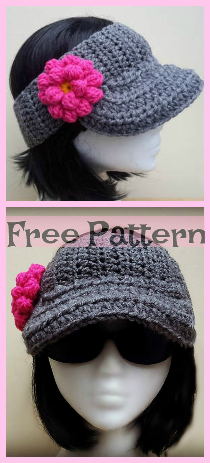 diy4ever- Crochet Sun Visor Caps- Free Patterns