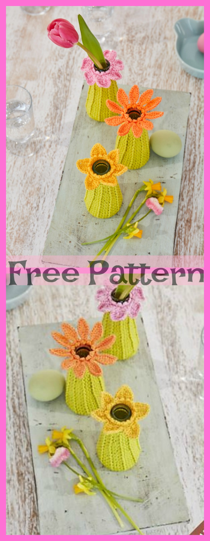 diy4ever-Crochet Vase Cozy Decoration - Free Patterns 