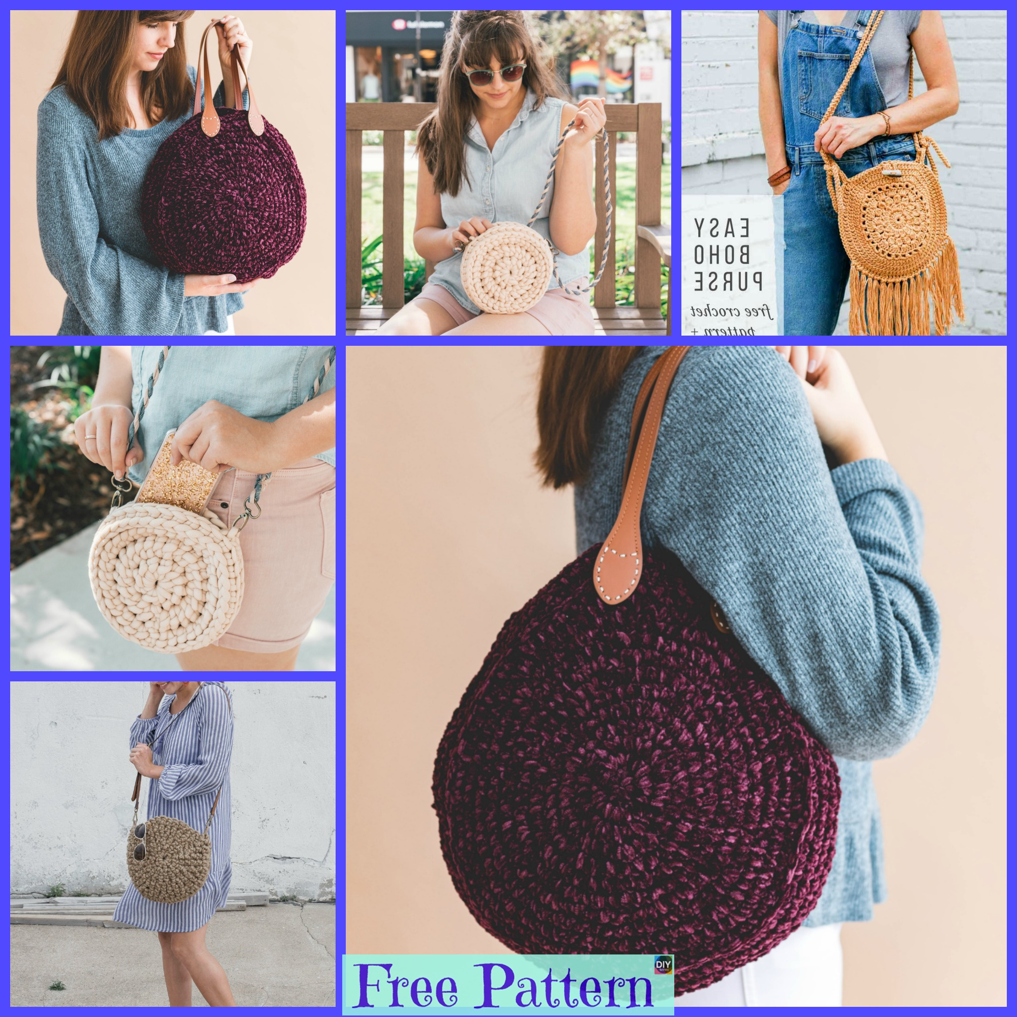 diy4ever-Unique Crochet Circle Bags - Free Patterns 