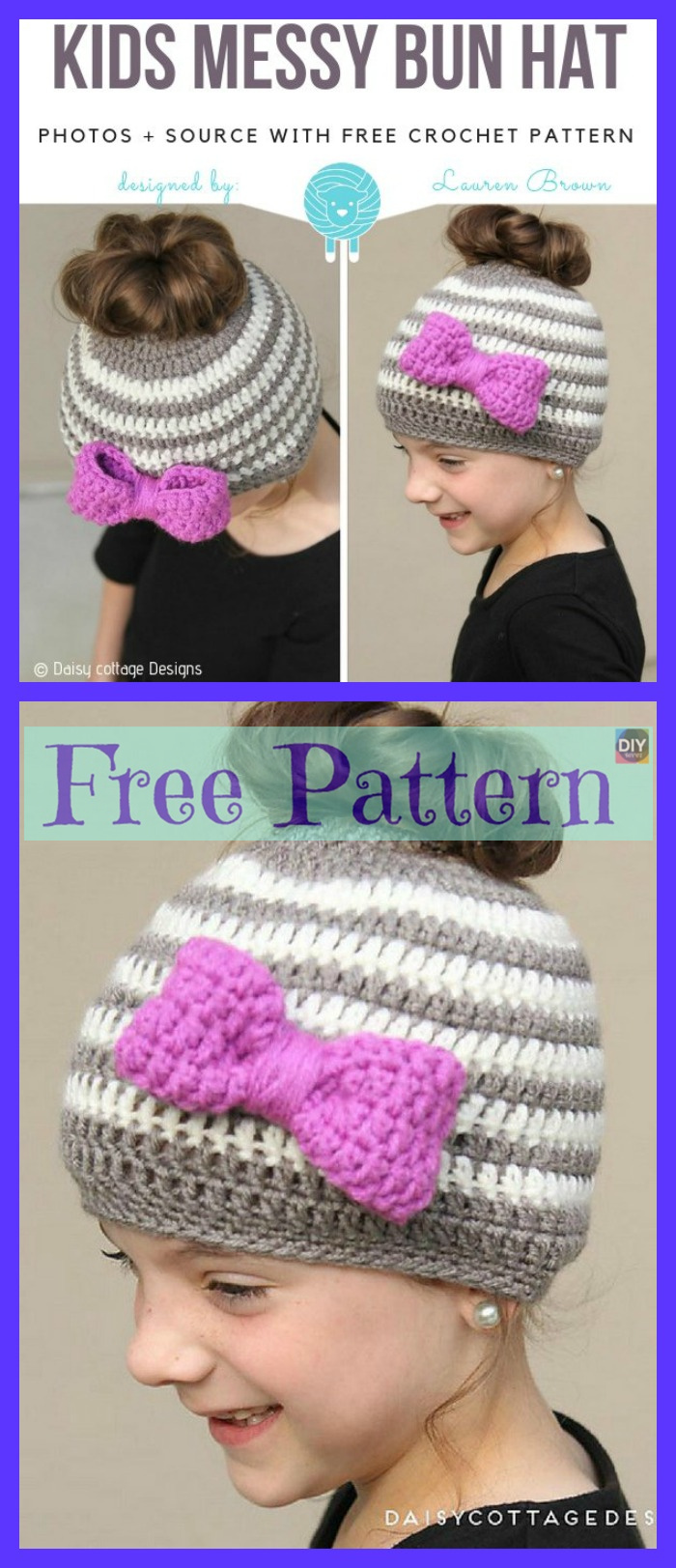diy4ever-8 Crochet Messy Bun Hat Free Patterns 