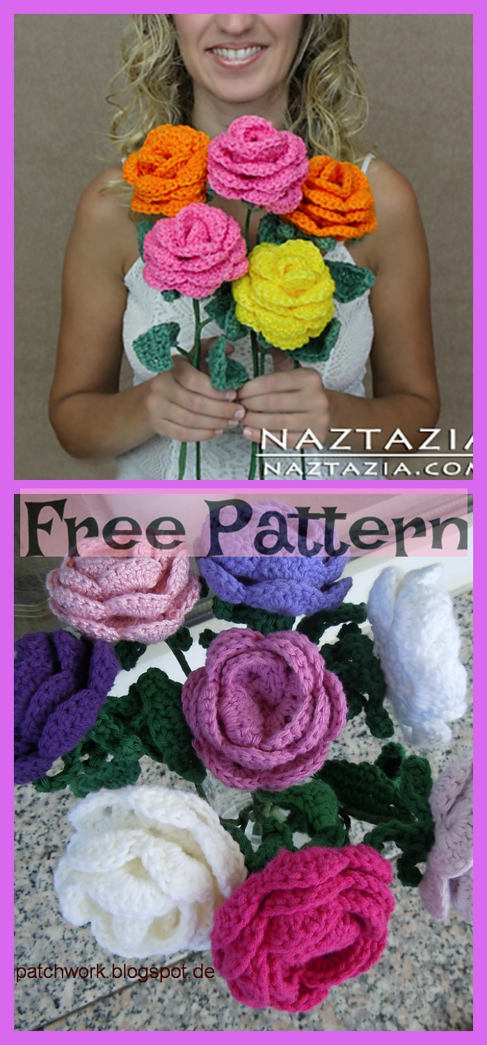 diy4ever-8 Pretty Crochet Flower Bouquets - Free Patterns 