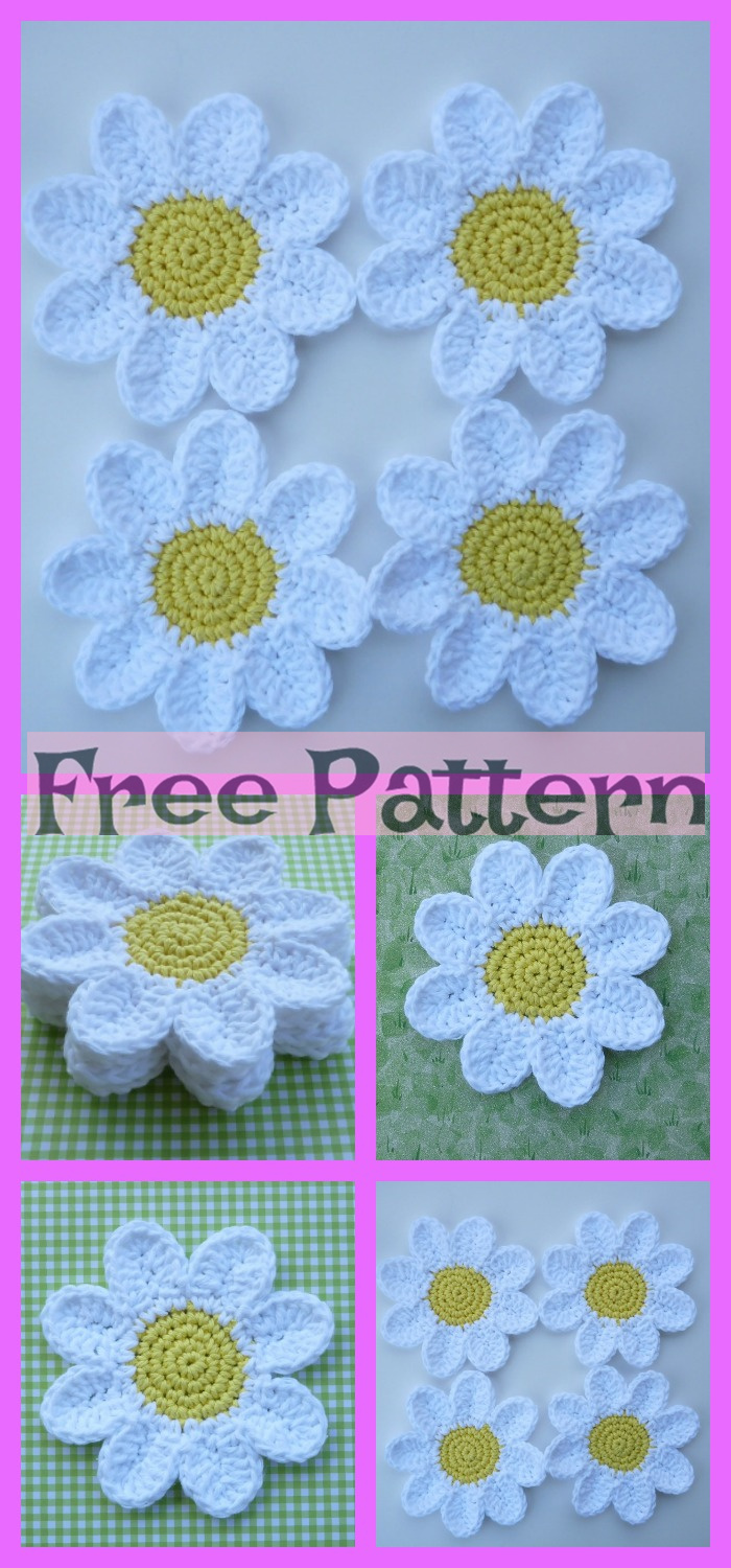 diy4ever- Crochet Flower Coasters - Free Patterns 