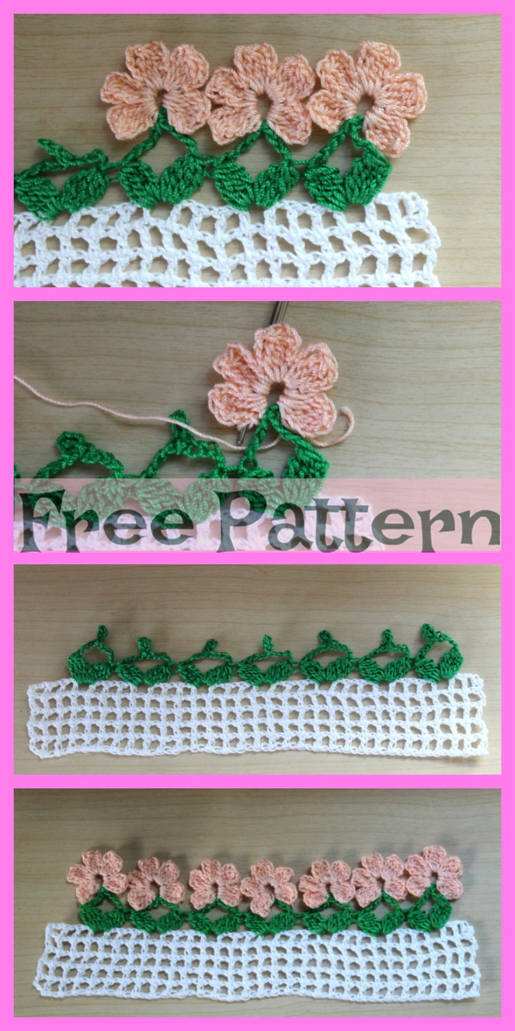 diy4ever-Pretty Crochet Flower Edging - Free Patterns