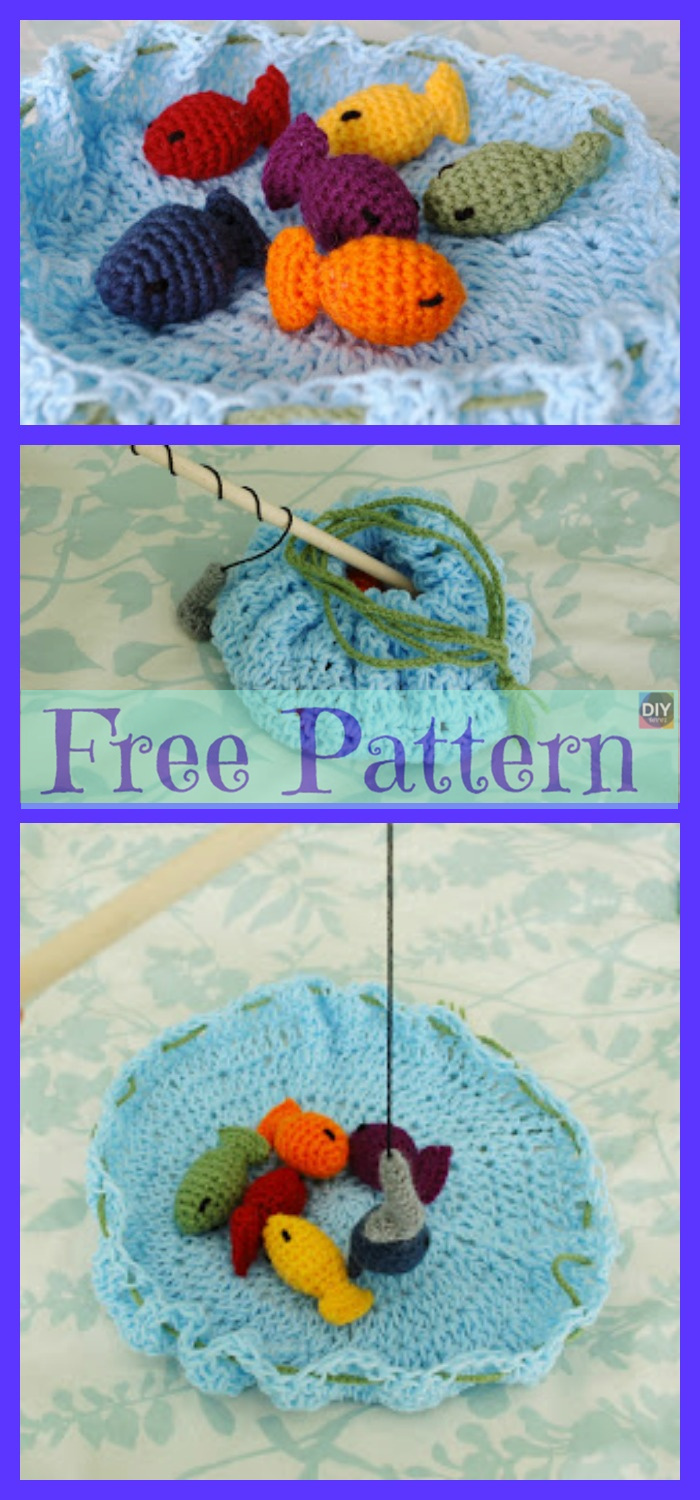 diy4ever-Crochet Rainbow Fishing Game - Free Pattern