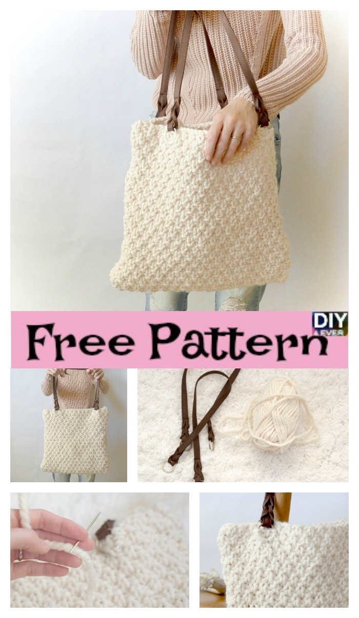 Double Seed Stitch Knit Bag - Free Pattern - DIY 4 EVER