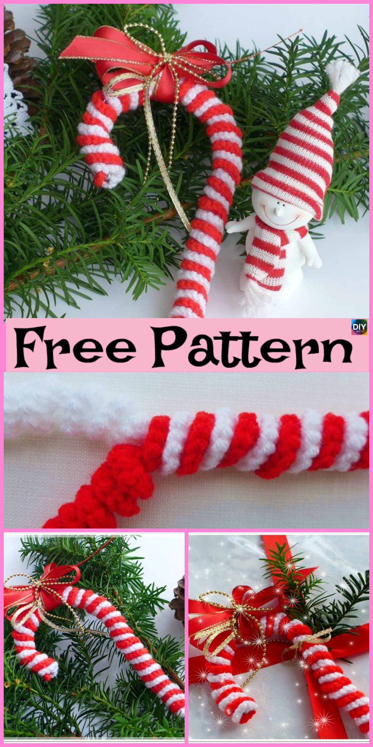 diy4ever-Easy Crochet Candy Canes - Free Pattern.